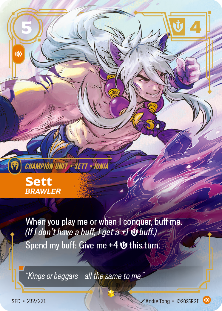 Sett, Brawler (Overnumbered) SFD-232 - Riftbound Overnumbered, English reference artwork