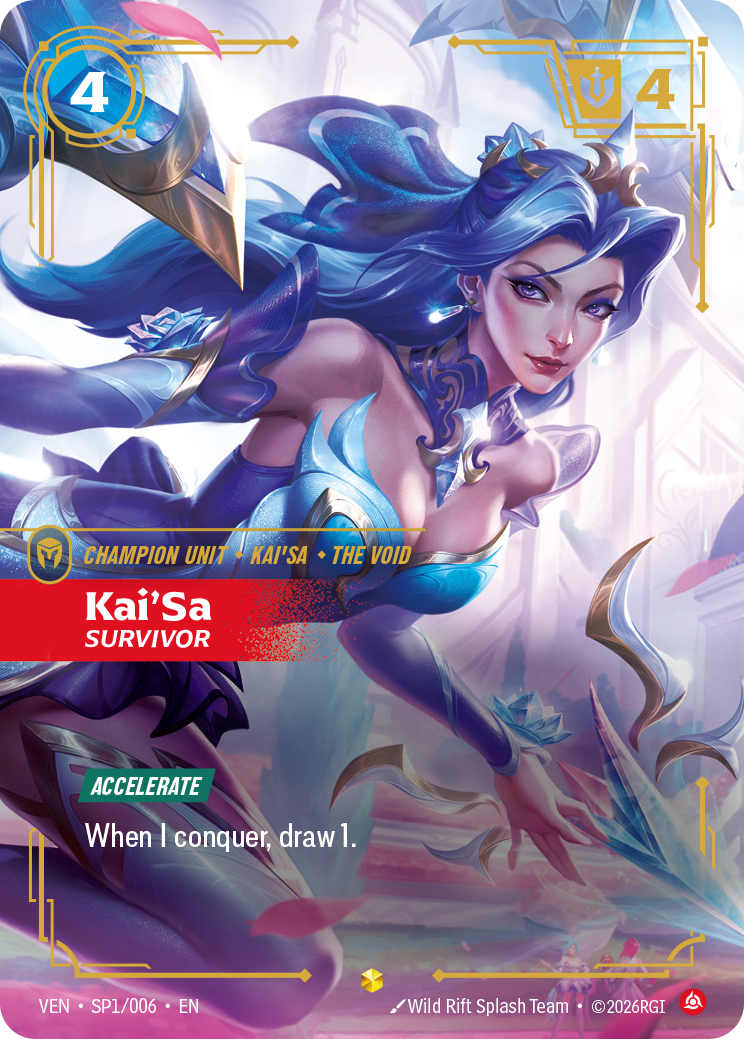 Kai'Sa, Survivor VEN-SP1 - Riftbound Crystal Rose, English reference artwork
