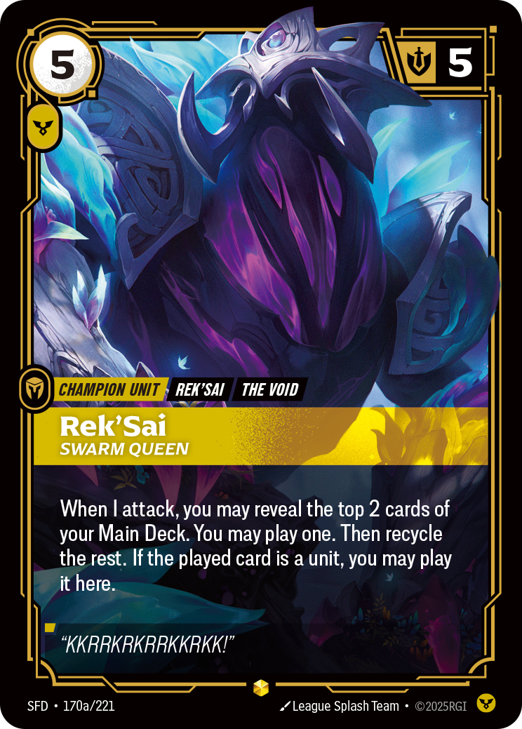 Rek'Sai, Swarm Queen (Alternate Art) SFD-170A - Riftbound Alternate Art, English reference artwork