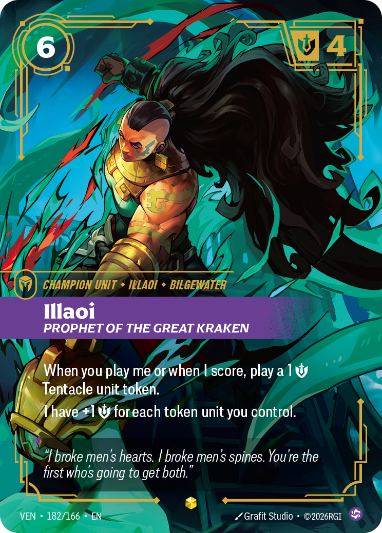 Illaoi, Prophet of the Great Kraken (Overnumbered) VEN-182 - Riftbound Overnumbered, English reference artwork