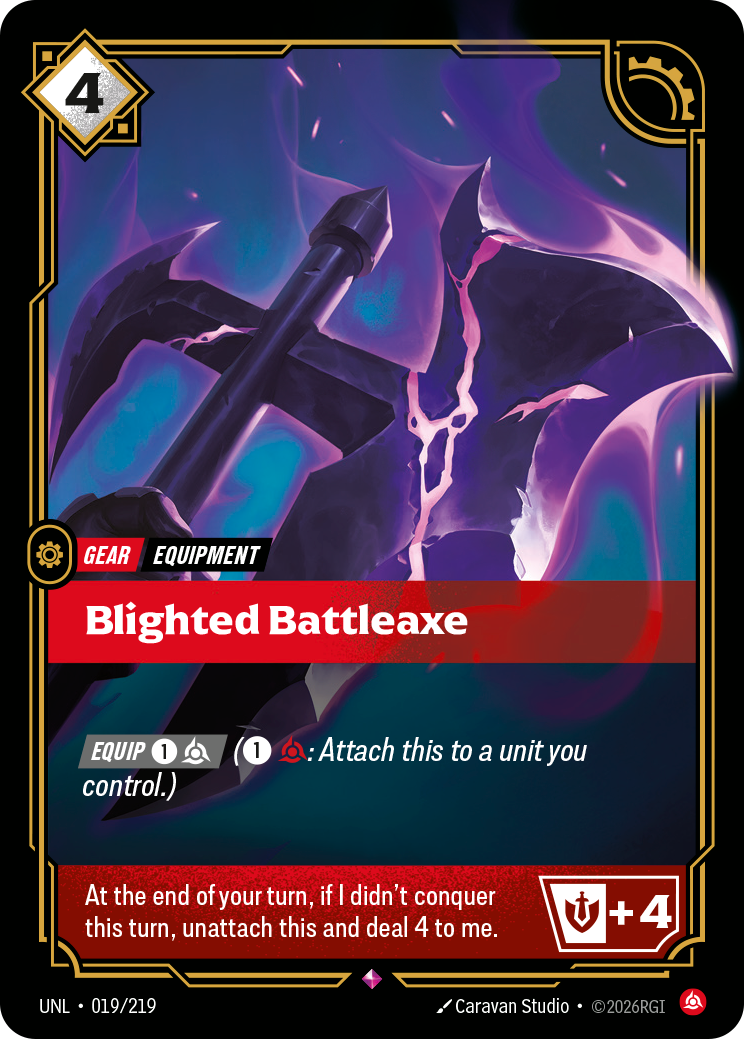 Blighted Battleaxe UNL-019 - Riftbound Standard Art, English reference artwork