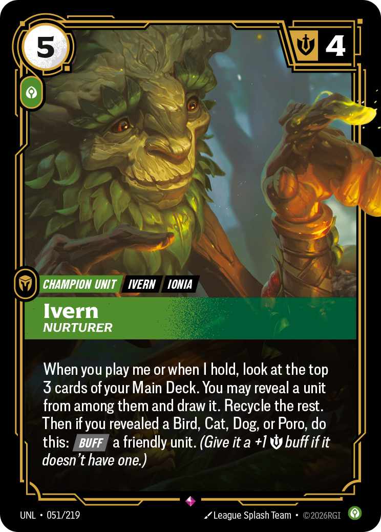 Ivern, Nurturer UNL-051 - Riftbound Standard Art, English reference artwork