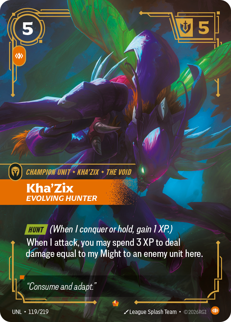 Kha'Zix, Evolving Hunter UNL-119 - Riftbound Standard Art, English reference artwork