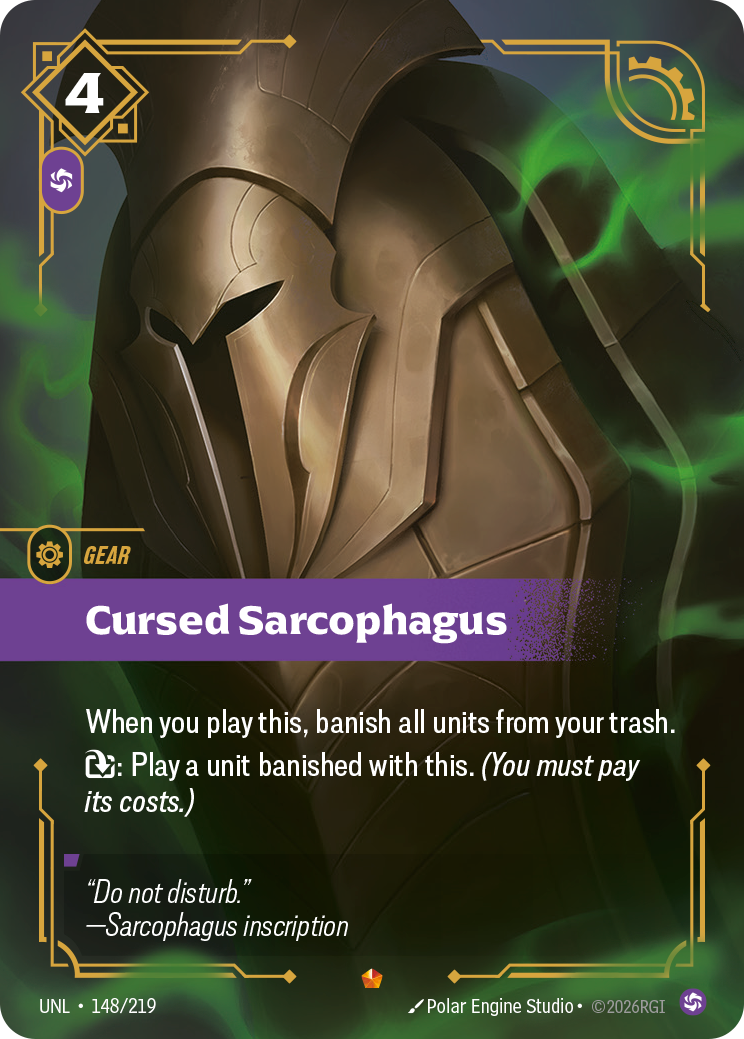 Cursed Sarcophagus UNL-148 - Riftbound Standard Art, English reference artwork