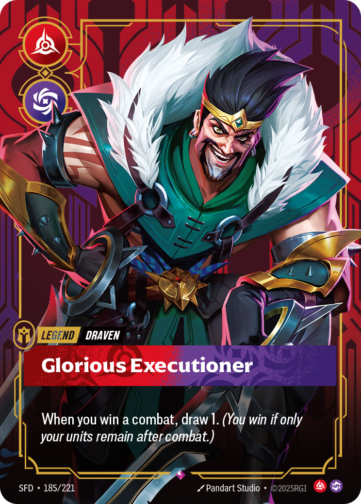Draven, Glorious Executioner SFD-185 - Riftbound Standard Art, English reference artwork