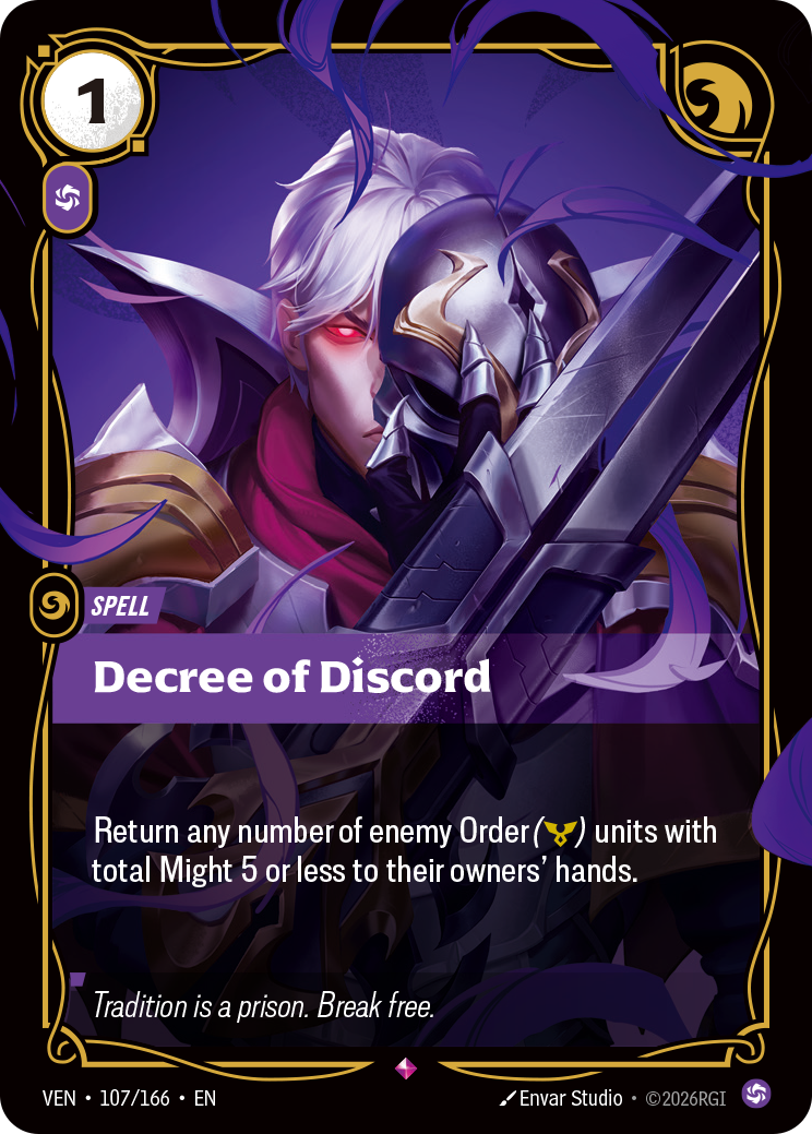 Decree of Discord VEN-107 - Riftbound Standard Art, English reference artwork