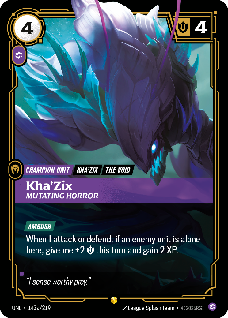 Kha'Zix, Mutating Horror (Alternate Art) UNL-143A - Riftbound Alternate Art, English reference artwork