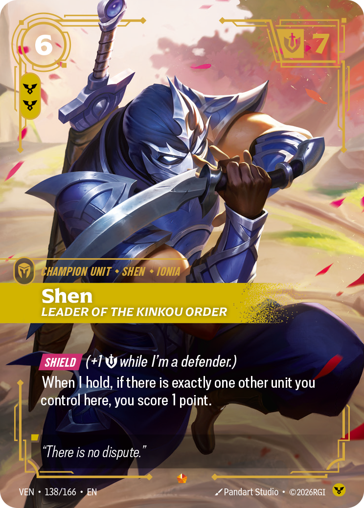 Shen, Leader of the Kinkou Order VEN-138 - Riftbound Standard Art, English reference artwork