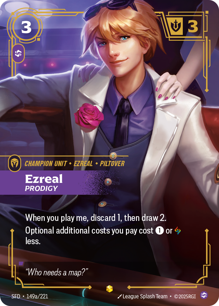 Ezreal, Prodigy (Alternate Art) SFD-149A - Riftbound Alternate Art, English reference artwork