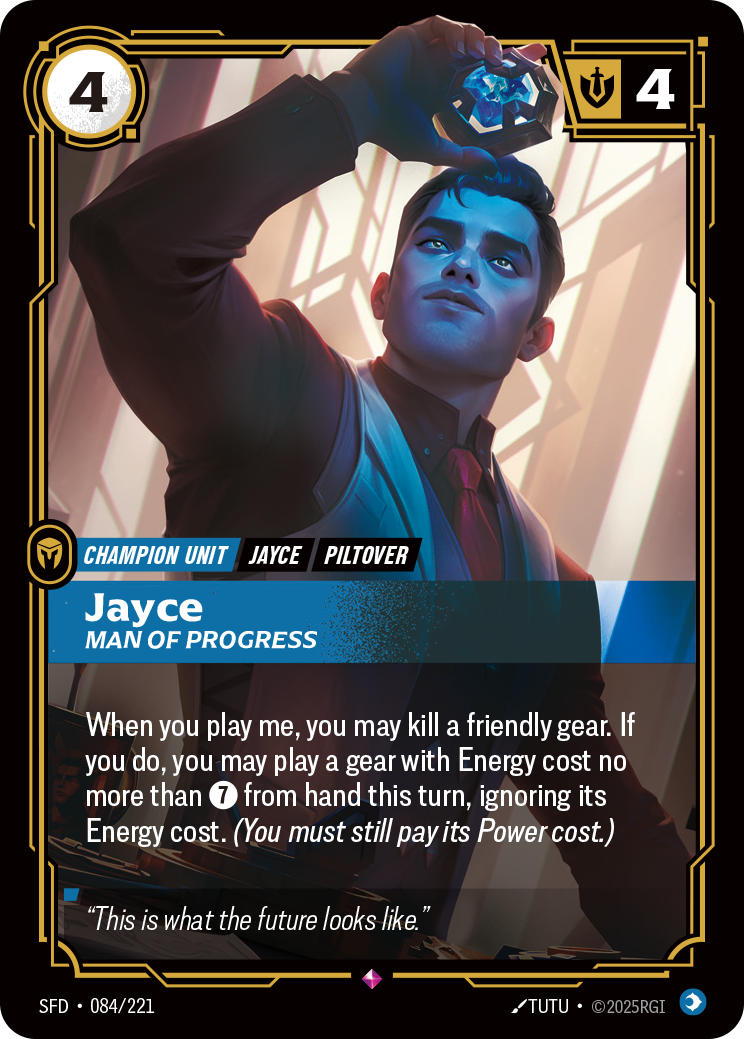 Jayce, Man of Progress SFD-084 - Riftbound Standard Art, English reference artwork