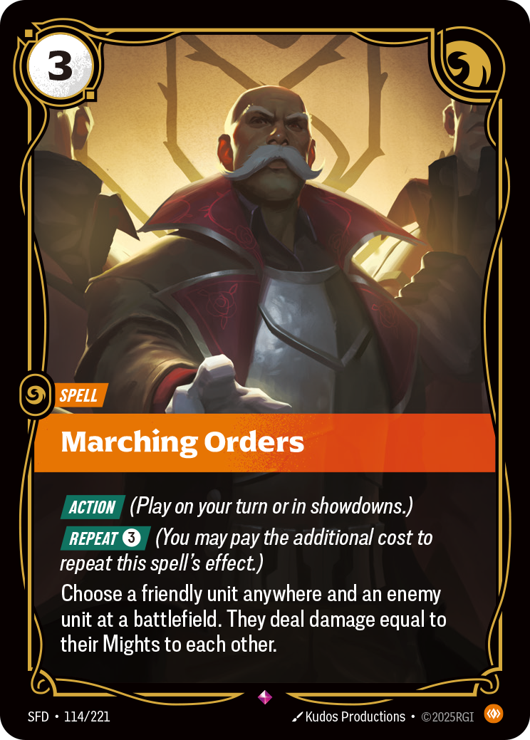 Marching Orders SFD-114 - Riftbound Standard Art, English reference artwork