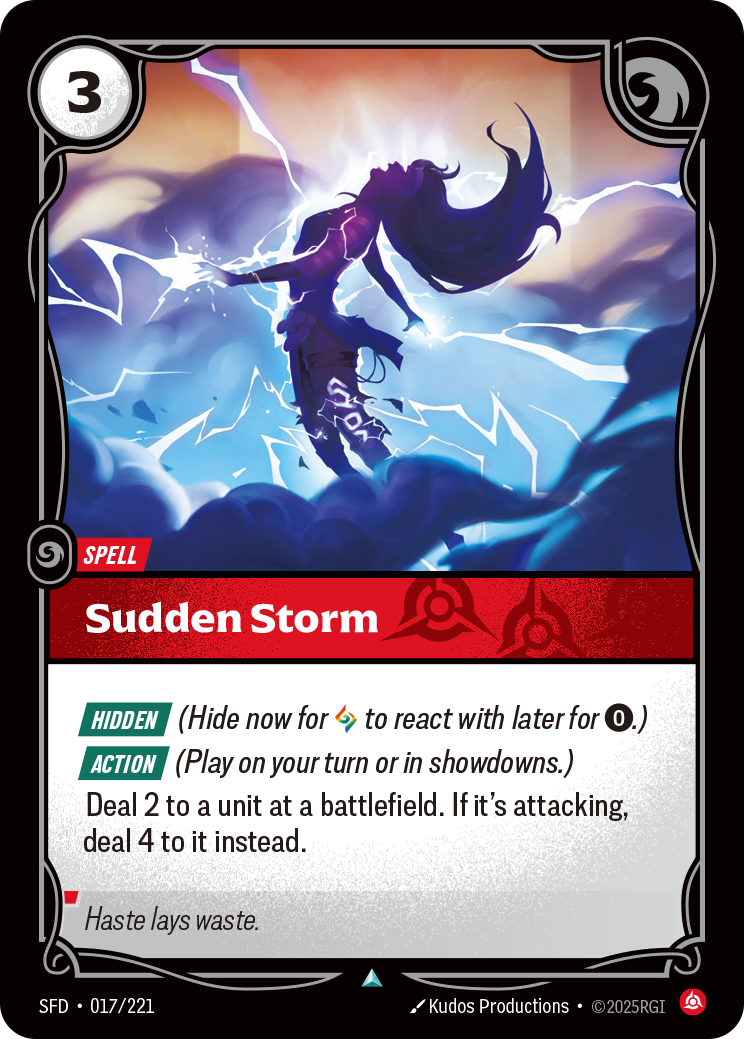 Sudden Storm SFD-017 - Riftbound Standard Art, English reference artwork