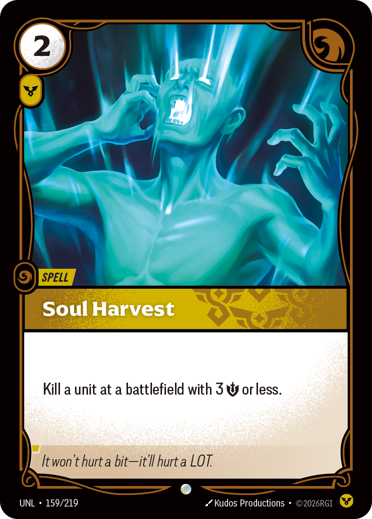 Soul Harvest UNL-159 - Riftbound Standard Art, English reference artwork