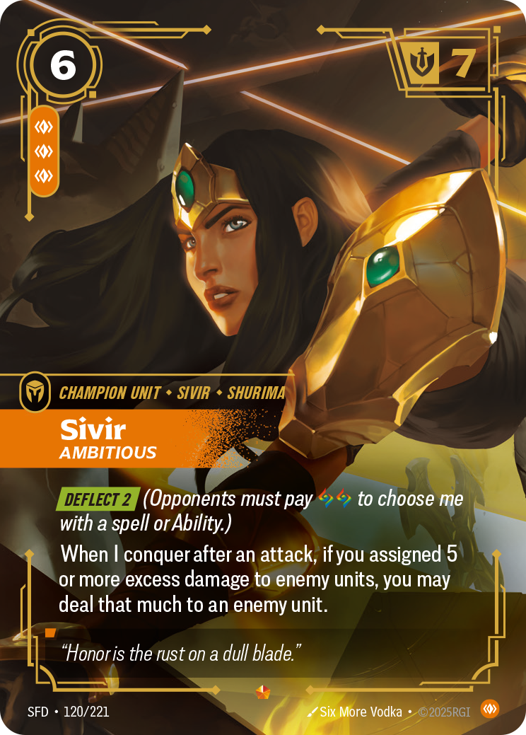 Sivir, Ambitious SFD-120 - Riftbound Standard Art, English reference artwork