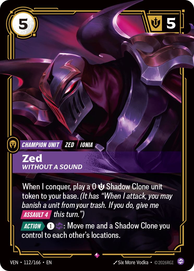 Zed, Without a Sound VEN-112 - Riftbound Standard Art, English reference artwork