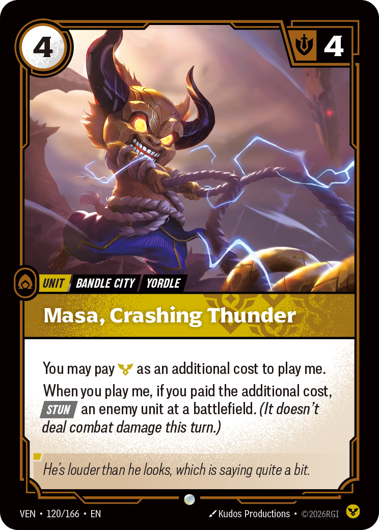 Masa, Crashing Thunder VEN-120 - Riftbound Standard Art, English reference artwork