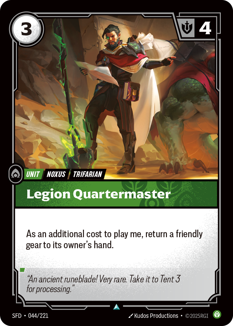 Legion Quartermaster SFD-044 - Riftbound Standard Art, English reference artwork