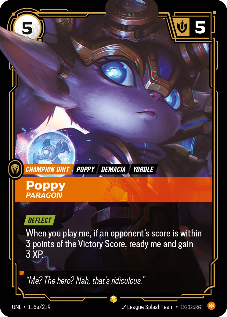 Poppy, Paragon (Alternate Art) UNL-116A - Riftbound Alternate Art, English reference artwork