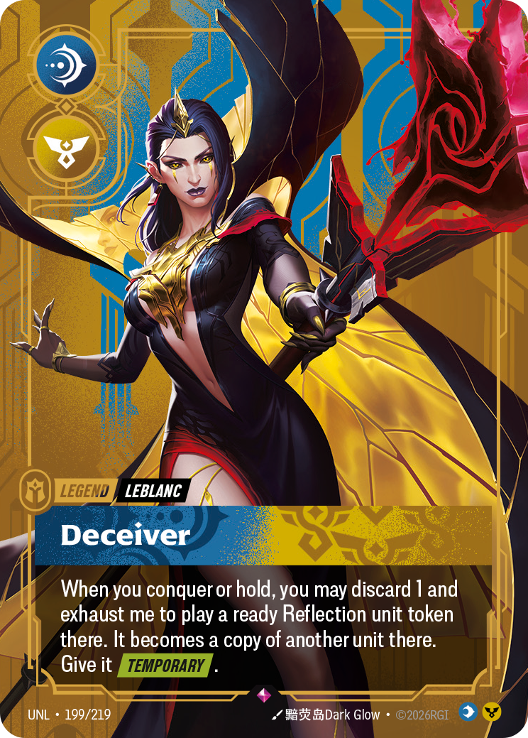 LeBlanc, Deceiver UNL-199 - Riftbound Standard Art, English reference artwork