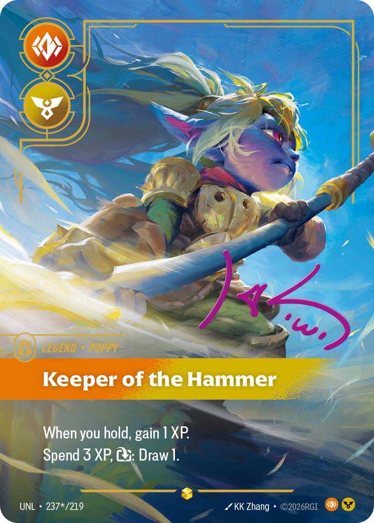 Poppy, Keeper of the Hammer (Signature) UNL-237S - Riftbound Signature, English reference artwork