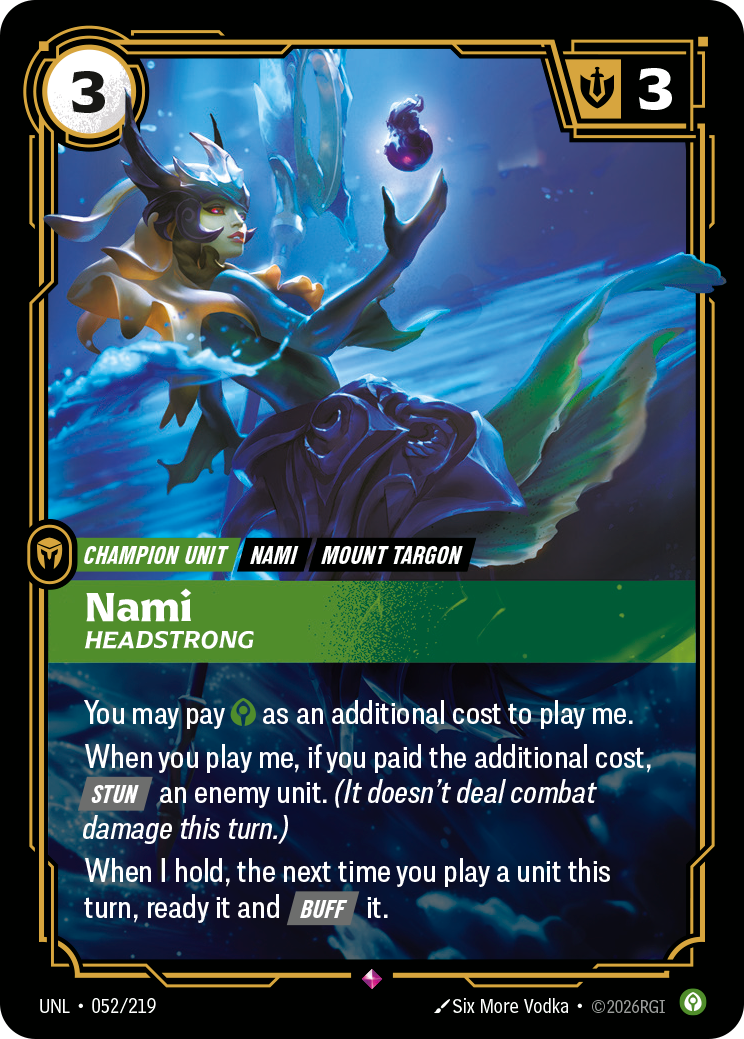Nami, Headstrong UNL-052 - Riftbound Standard Art, English reference artwork