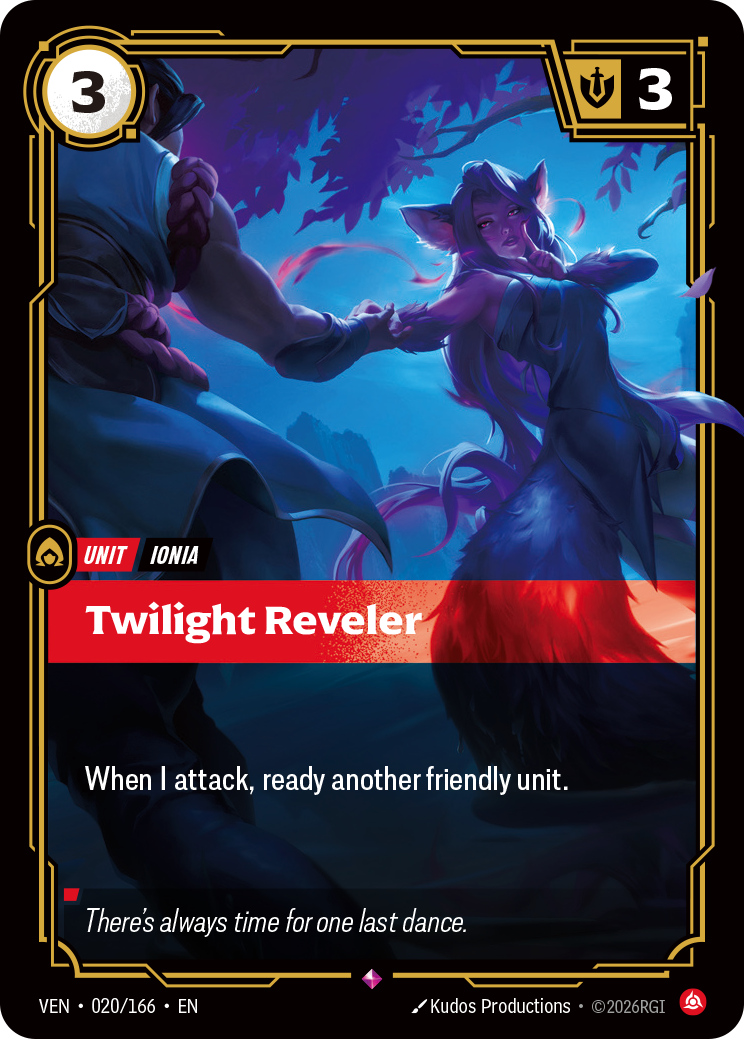 Twilight Reveler VEN-020 - Riftbound Standard Art, English reference artwork