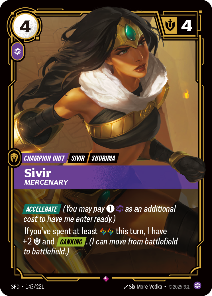 Sivir, Mercenary SFD-143 - Riftbound Standard Art, English reference artwork