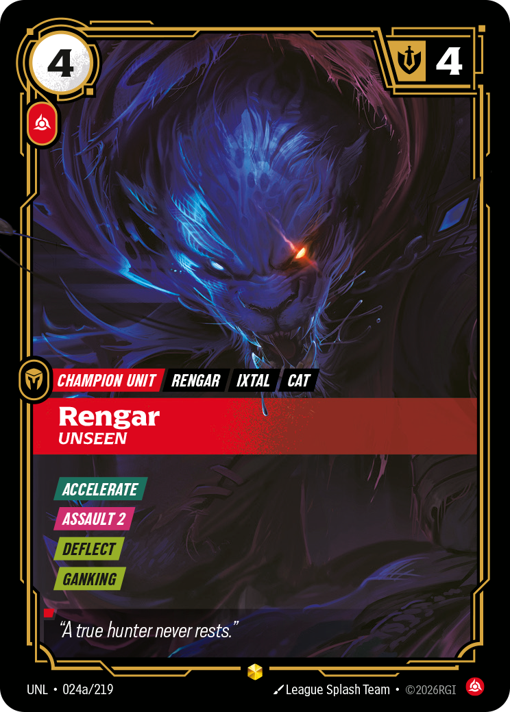 Rengar, Unseen (Alternate Art) UNL-024A - Riftbound Alternate Art, English reference artwork