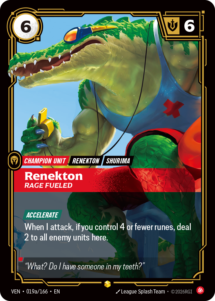 Renekton, Rage Fueled (Alternate Art) VEN-019A - Riftbound Alternate Art, English reference artwork
