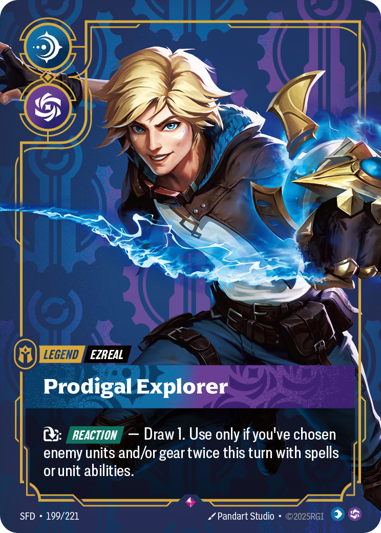 Ezreal, Prodigal Explorer SFD-199 - Riftbound Standard Art, English reference artwork