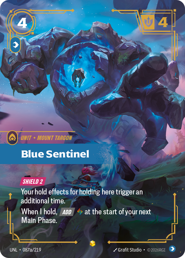 Blue Sentinel (Alternate Art) UNL-087A - Riftbound Alternate Art, English reference artwork