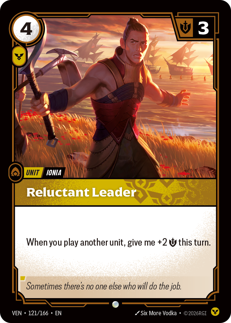 Reluctant Leader VEN-121 - Riftbound Standard Art, English reference artwork