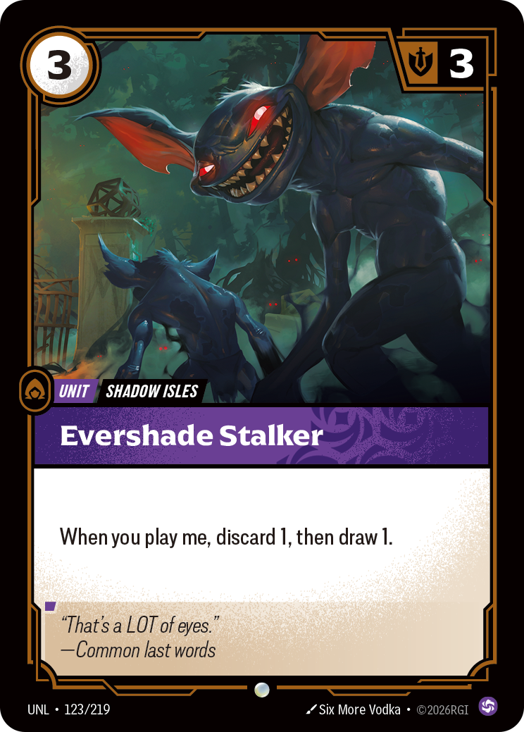 Evershade Stalker UNL-123 - Riftbound Standard Art, English reference artwork