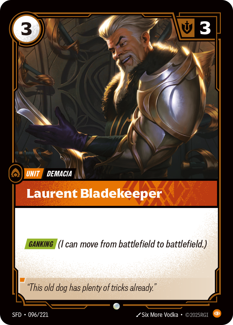 Laurent Bladekeeper SFD-096 - Riftbound Standard Art, English reference artwork