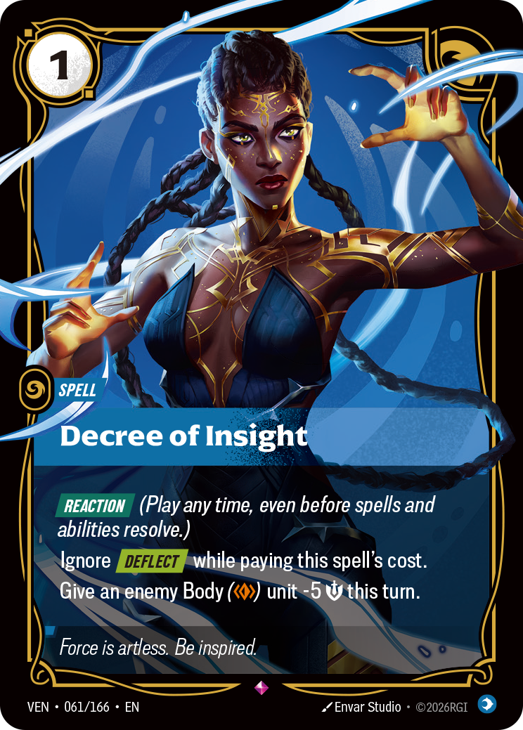 Decree of Insight VEN-061 - Riftbound Standard Art, English reference artwork