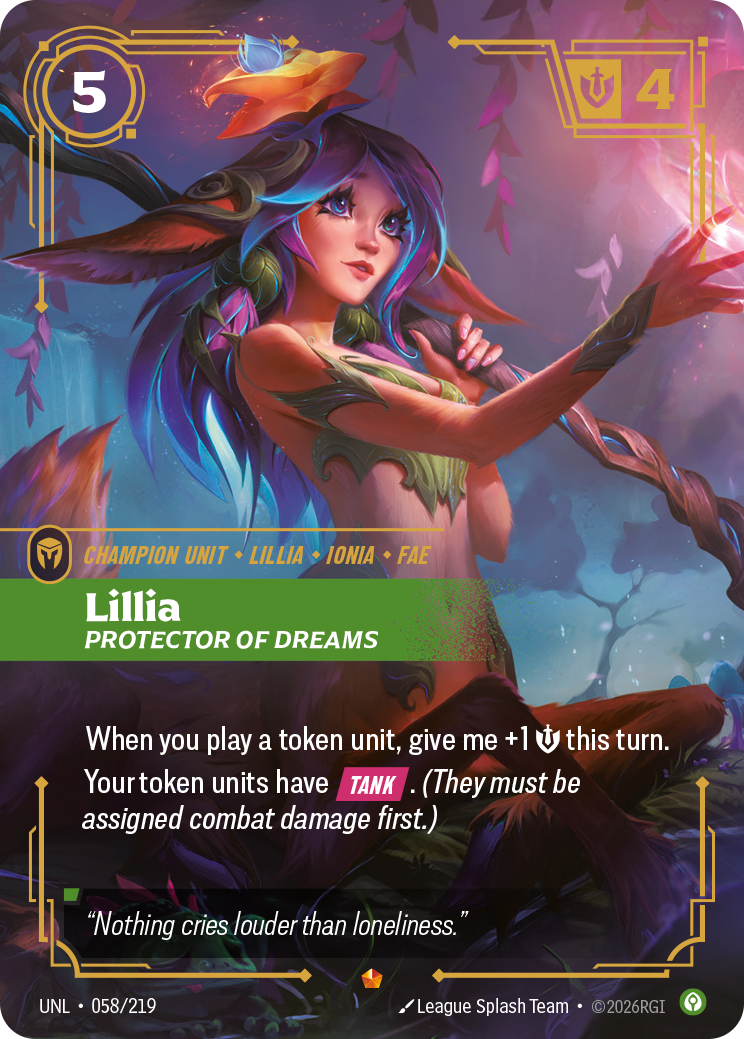Lillia, Protector of Dreams UNL-058 - Riftbound Standard Art, English reference artwork