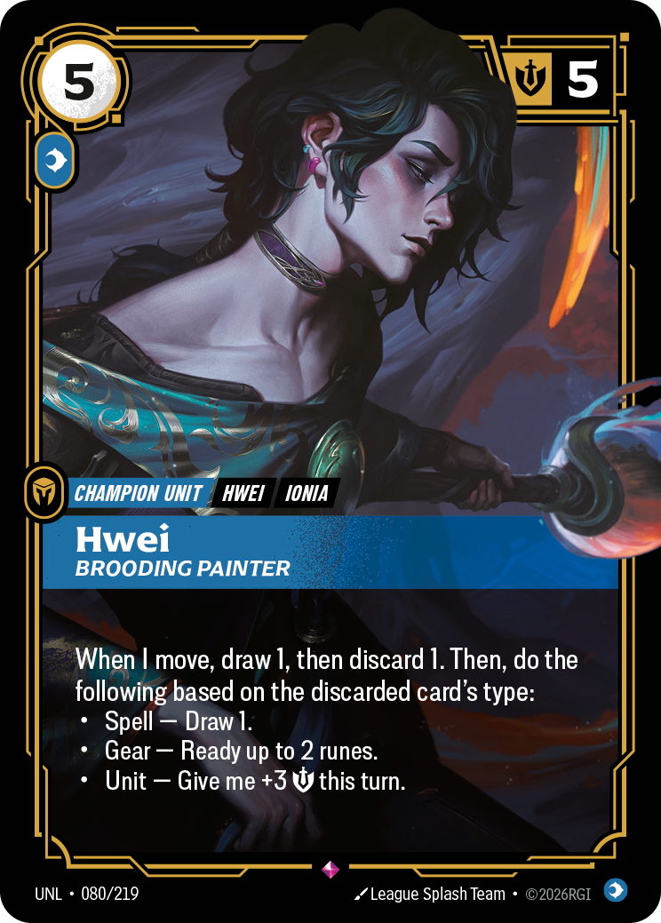 Hwei, Brooding Painter UNL-080 - Riftbound Standard Art, English reference artwork