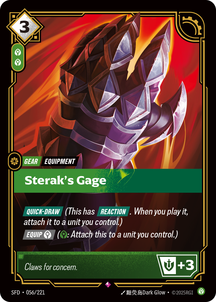 Sterak's Gage SFD-056 - Riftbound Standard Art, English reference artwork