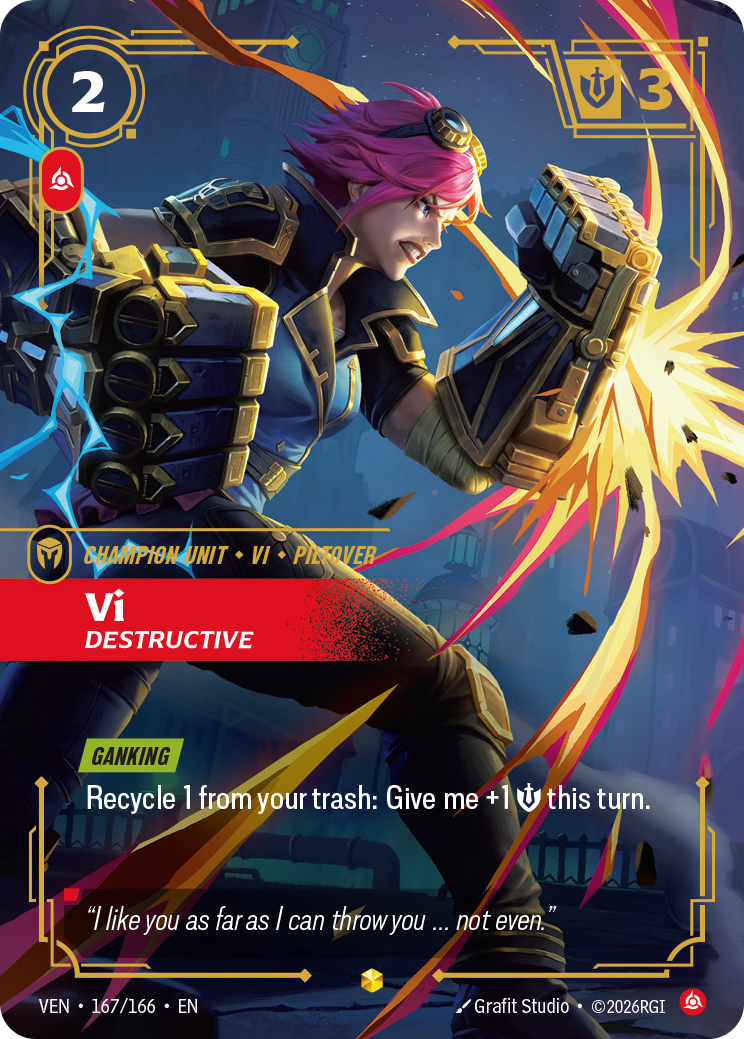 Vi, Destructive (Overnumbered) VEN-167 - Riftbound Overnumbered, English reference artwork