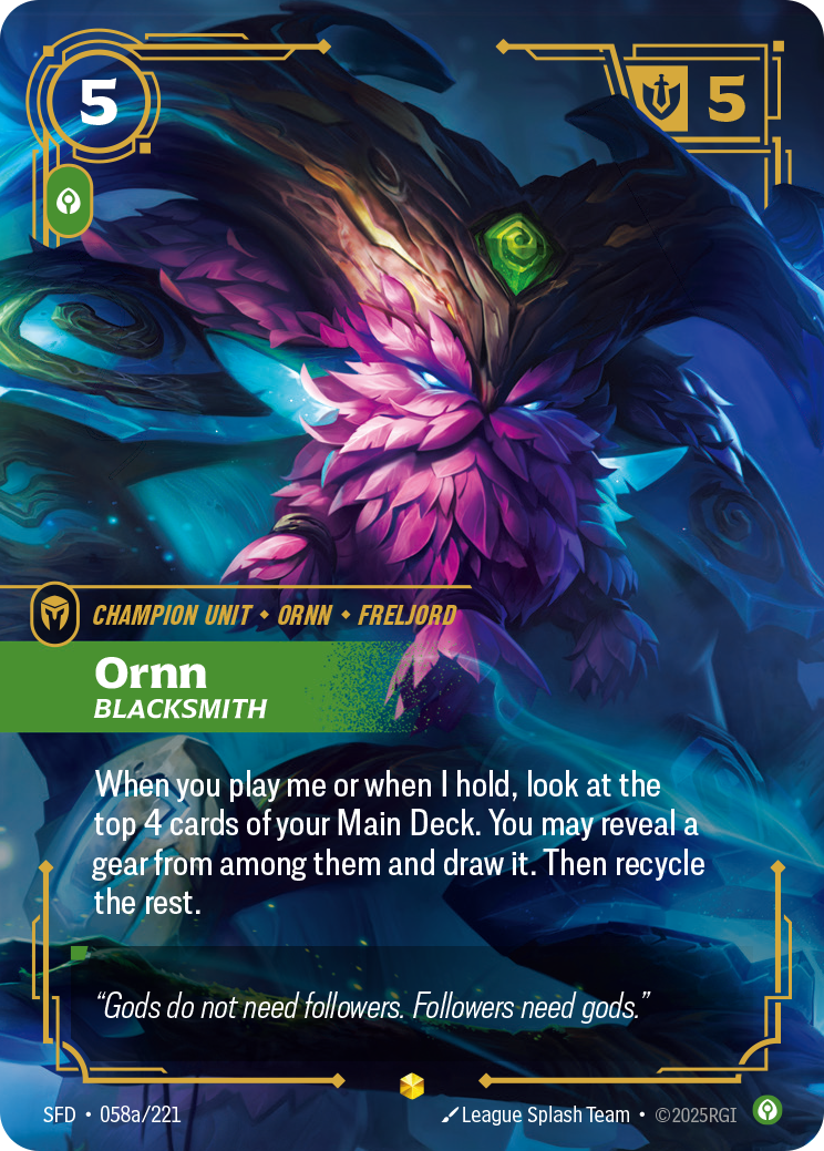 Ornn, Blacksmith (Alternate Art) SFD-058A - Riftbound Alternate Art, English reference artwork