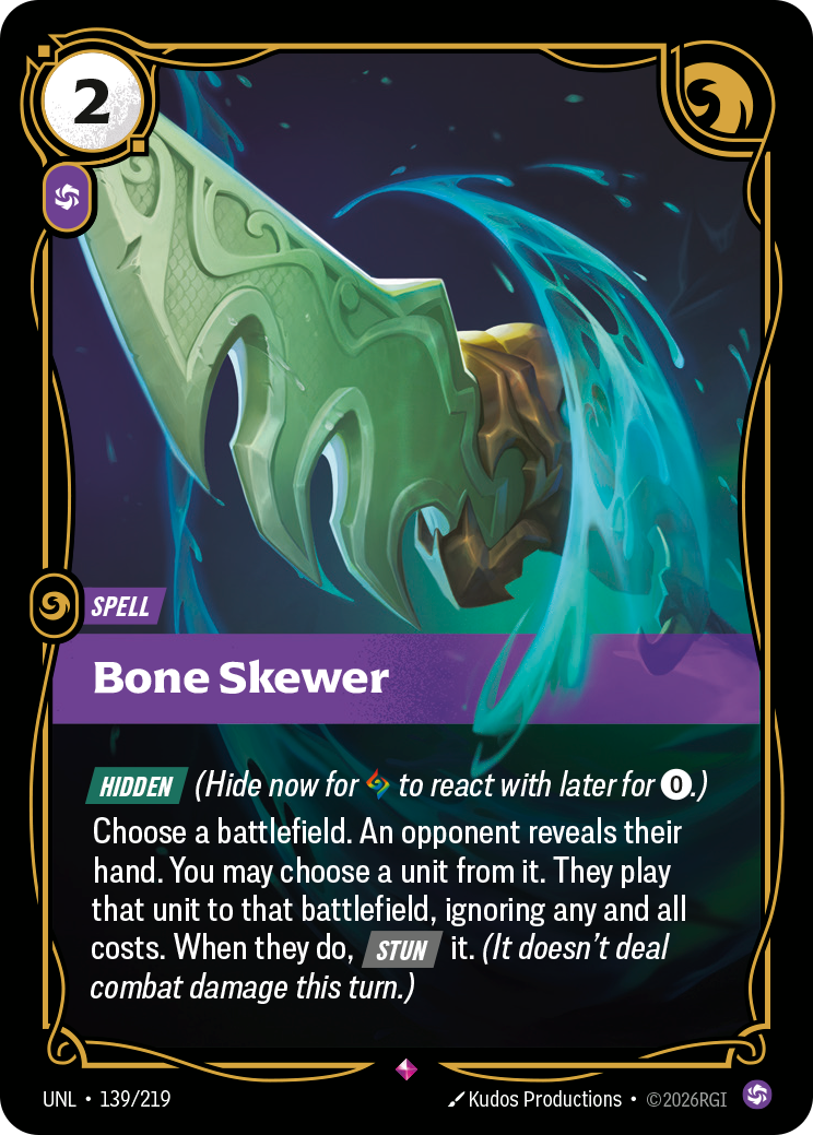Bone Skewer UNL-139 - Riftbound Standard Art, English reference artwork