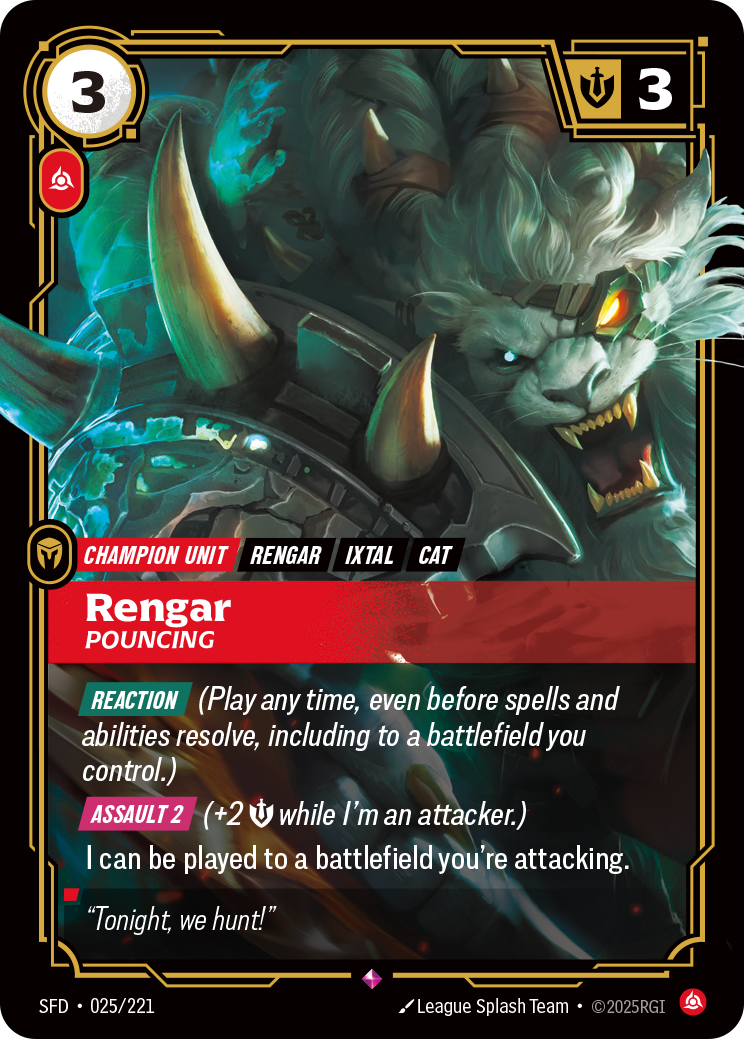 Rengar, Pouncing SFD-025 - Riftbound Standard Art, English reference artwork