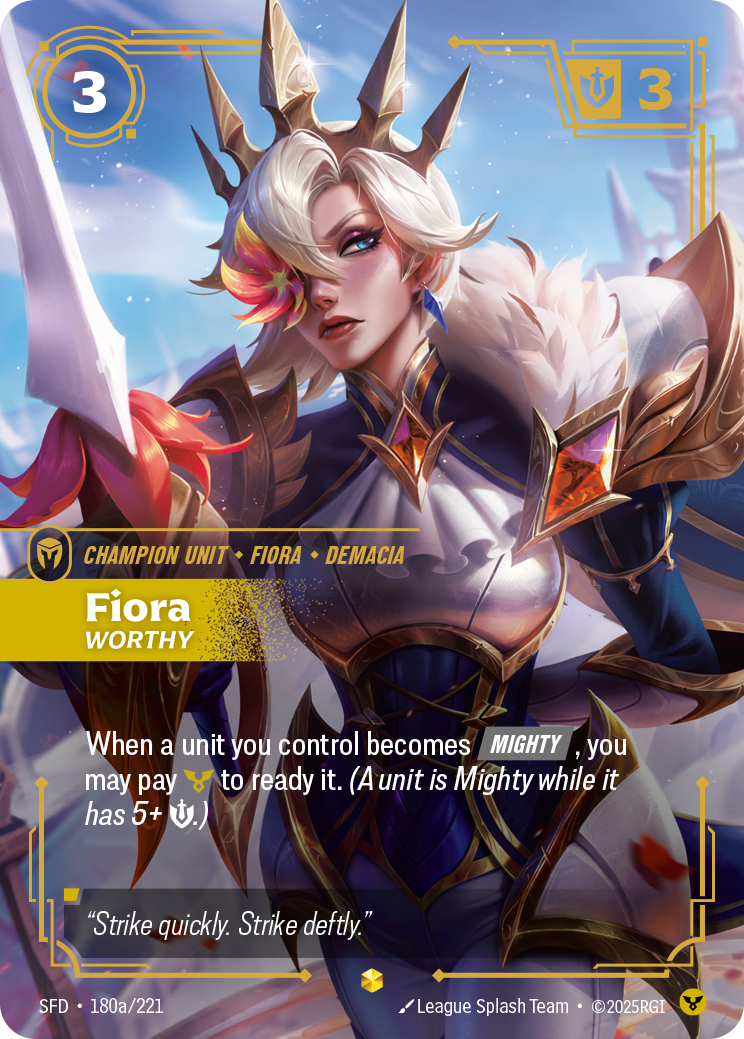 Fiora, Worthy (Alternate Art) SFD-180A - Riftbound Alternate Art, English reference artwork
