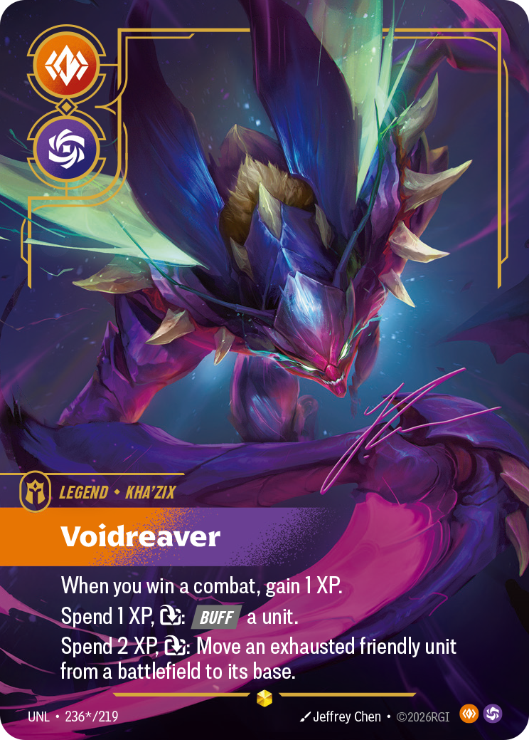 Kha'Zix, Voidreaver (Signature) UNL-236S - Riftbound Signature, English reference artwork