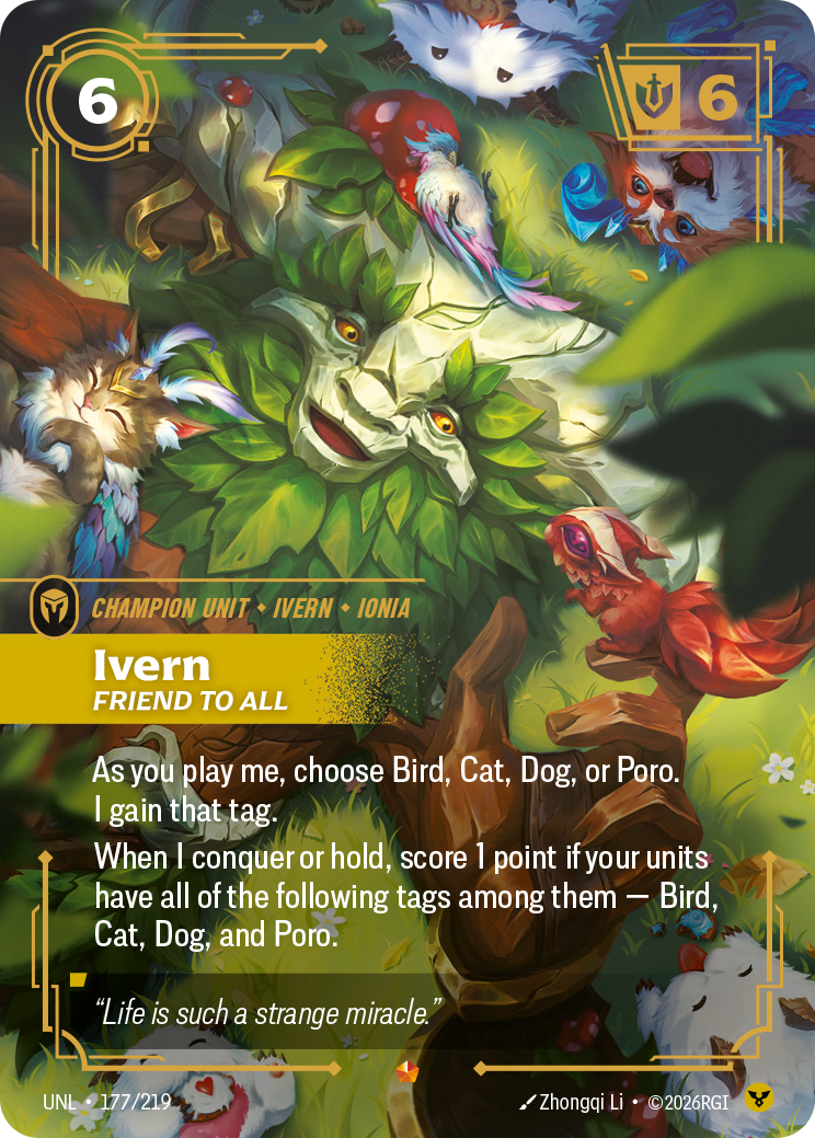 Ivern, Friend to All UNL-177 - Riftbound Standard Art, English reference artwork