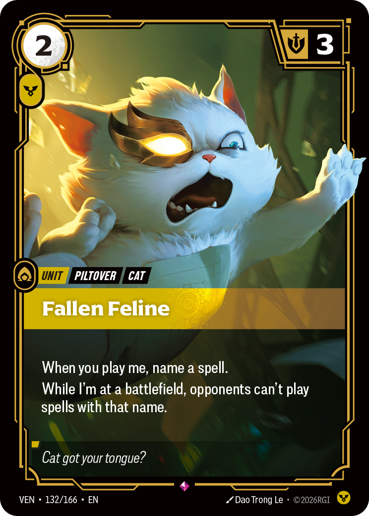 Fallen Feline VEN-132 - Riftbound Standard Art, English reference artwork
