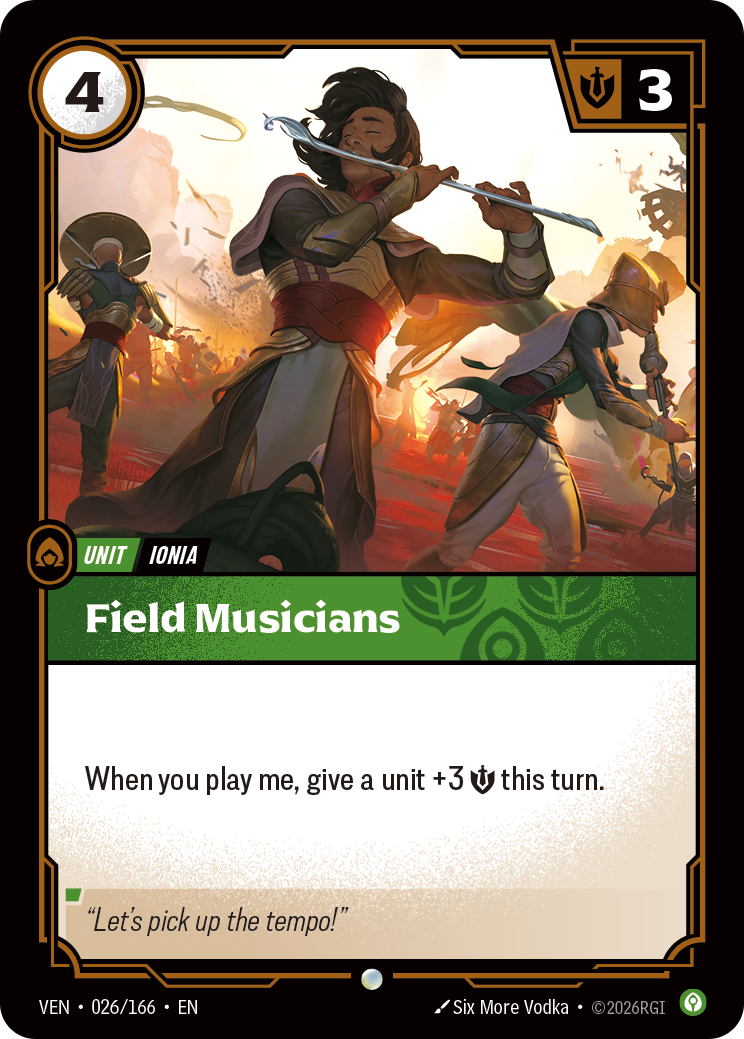 Field Musicians VEN-026 - Riftbound Standard Art, English reference artwork