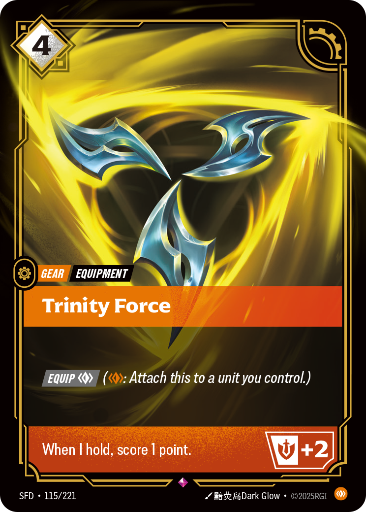 Trinity Force SFD-115 - Riftbound Standard Art, English reference artwork