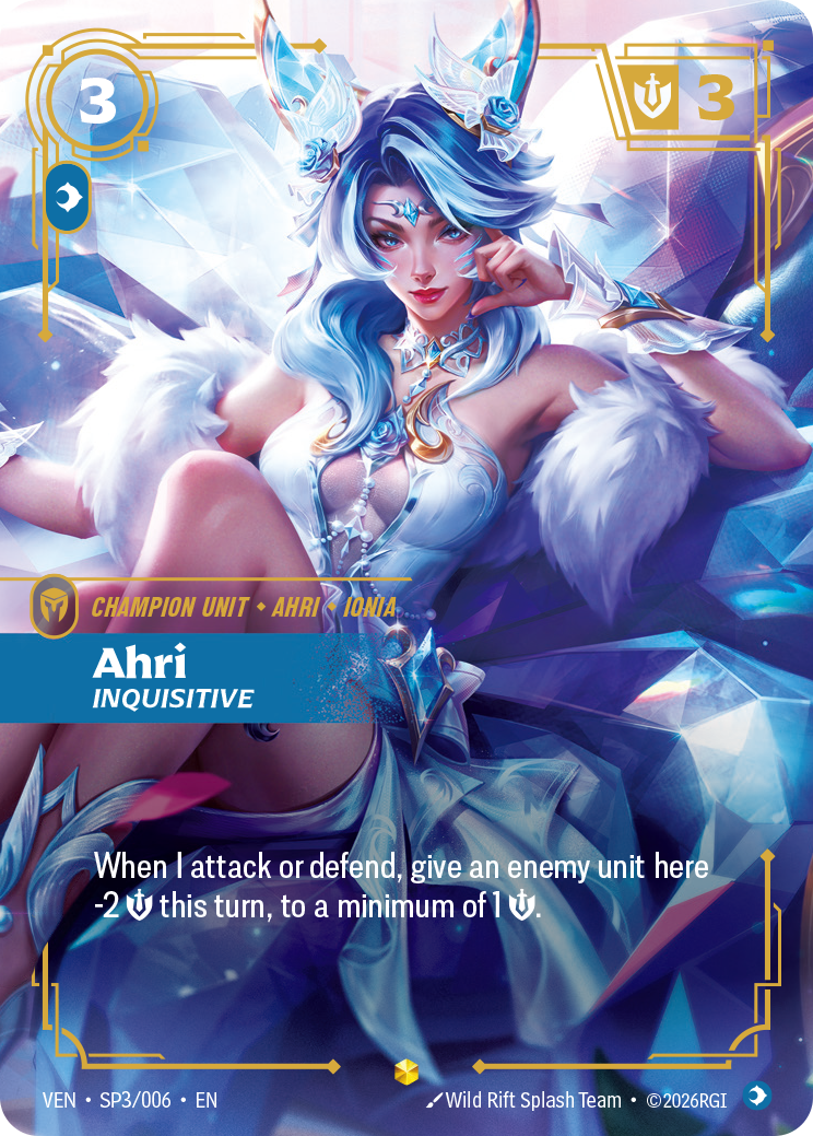 Ahri, Inquisitive VEN-SP3 - Riftbound Crystal Rose, English reference artwork