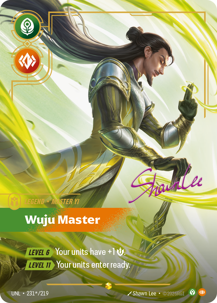 Master Yi, Wuju Master (Signature) UNL-231S - Riftbound Signature, English reference artwork
